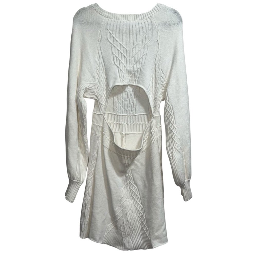 NEW NWT Free People Emmaline Mini Dress Cutout Sweater Dress In White - Picture 6 of 11